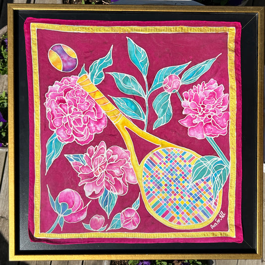 Silk Scarf: Tennis Peonies